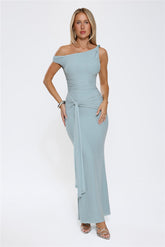 Want The Best Off Shoulder Maxi Dress Blue