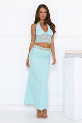 Style That Stays Lace Maxi Skirt Blue