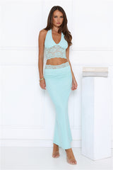 Style That Stays Lace Maxi Skirt Blue