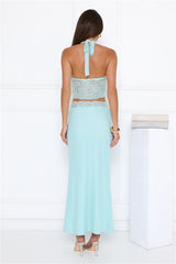 Style That Stays Lace Maxi Skirt Blue