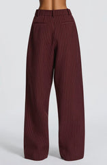 Kirsty Pants - Burgundy Pinstripe