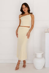 Downtown Dreamscape Off Shoulder Mesh Crop Top Yellow