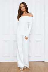 Dreamwave Off Shoulder Knit Top White