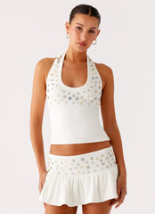 Vegas Nights Halter Neck Top White