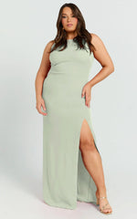 Indi Maxi Dress - Boat Neck Bodycon Dress in Sage