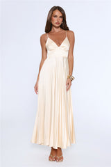 Elegance Found Pleated Maxi Dress Yellow