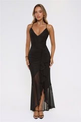 Whispered Dreams Mesh Maxi Dress Black