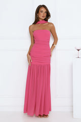 Soirée Glow Strapless Maxi Dress Pink