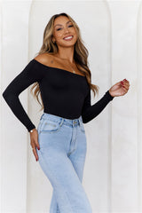 BASE  Flawless Off Shoulder Long Sleeve Top Black