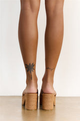 Trippy Platform Mules Cognac Raffia