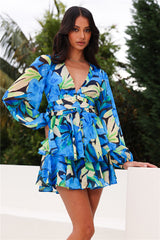 Fresh Feel Long Sleeve Mini Dress Blue