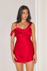 Elegance Of You Satin Mini Dress Burgundy