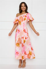 Swan Kiss Off Shoulder Maxi Dress Pink