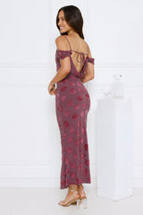 Petal Kiss Off Shoulder Maxi Dress Purple