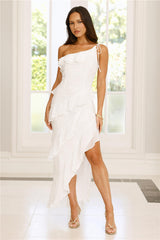 Embrace The Dream One Shoulder Midi Dress White