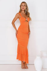 Editor In Chic Mesh Maxi Dress Orange