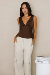 Eden Essence Satin Top Brown