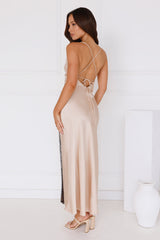 Moonbeam Sonata Satin Midi Dress Champagne