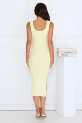 Easy Does It Knit Midi Dress Yellow