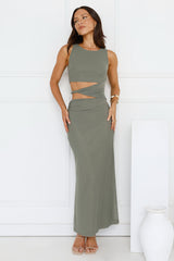 Mine To Show Mesh Maxi Dress Khaki