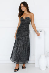 Glittering Vibes Strapless Maxi Dress Black