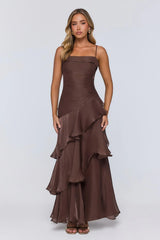 Peachy Glow Maxi Dress Brown