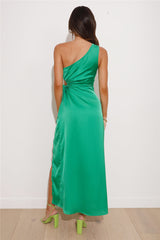 Receiving Invites Satin Maxi Dress Green